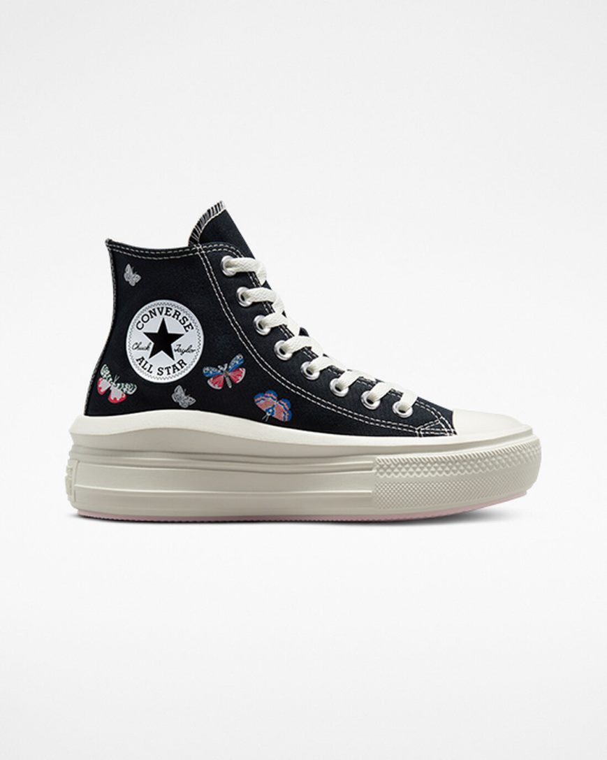 Pantofi Platforma Dama Converse Chuck Taylor All Star Move Butterfly Wings Inalti Negrii Roz | RO JUWZA392